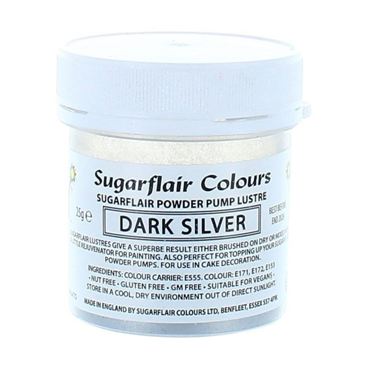 Sugarflair Dark Silver Edible Glitter Dust 10g