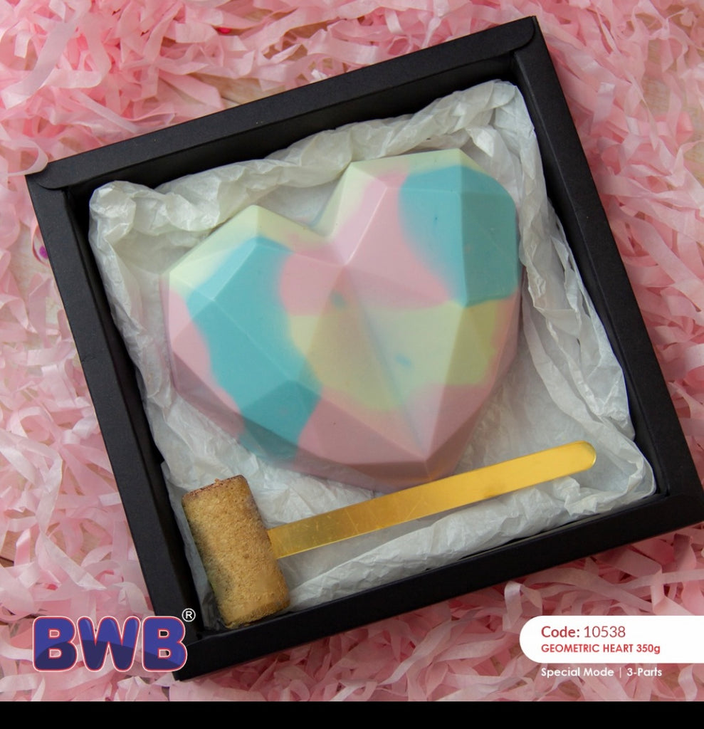 BWB 3 piece chocolate mold: GEOMETRIC HEART MEDIUM 200gr – Cakes